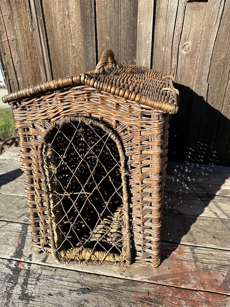Antique Hand Done Willow Dog Transport 1880's