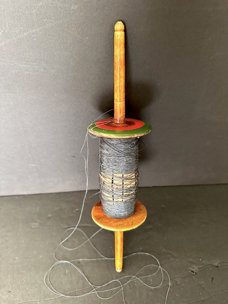 Old Treen Painted Kite Flying Spool