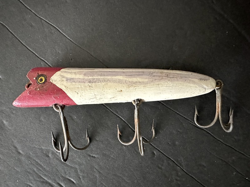 Early Hand Made Painted Wood Large Fishing Lure