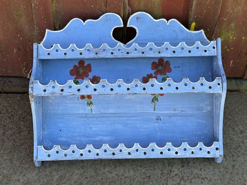 Sweet Painted Folkart Pine Cabinet
