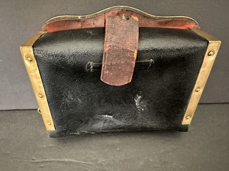 Early 19th C Leather Brass Military Cartridge Case