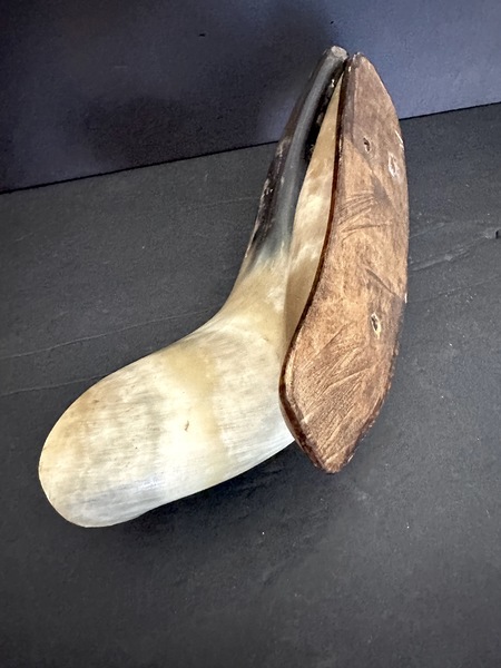 19th C Horn Folkart Cigar Ashtray