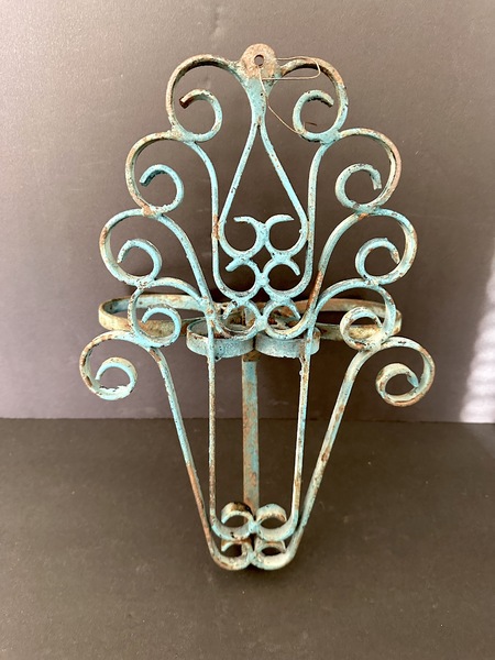 Vintage painted wrought iron potted plant holder