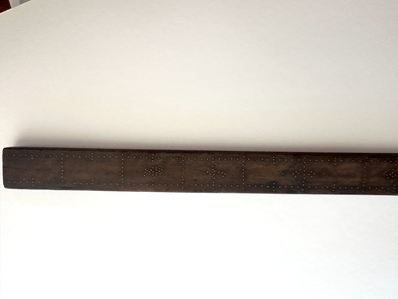 Early Walnut Folkart Tack Studded Rule or Measure