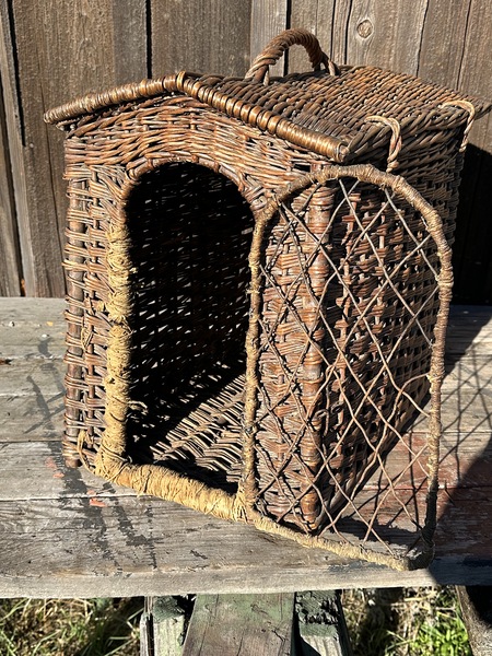 Antique Hand Done Willow Dog Transport 1880's