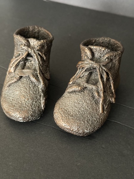 Pair of Old Copper Plated Baby Shoes Nice Patina