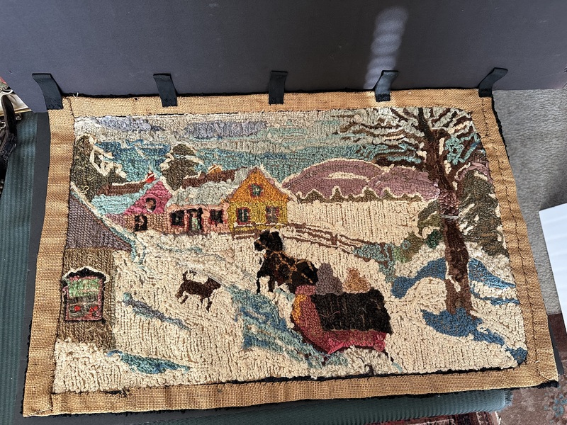 Winter Scene Hooked Rug Nice Color and Size