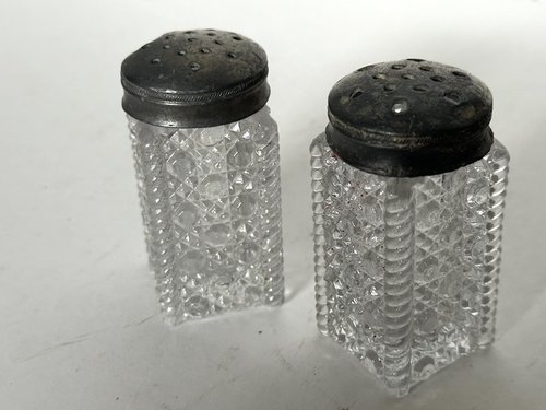 Early Pressed Pattern Glass Pair of Salt & Peppers