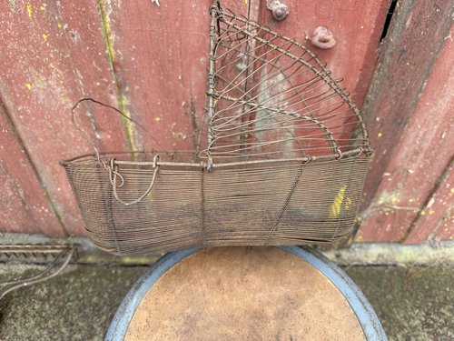 Amazing Antique Wire Work Two Handled Basket