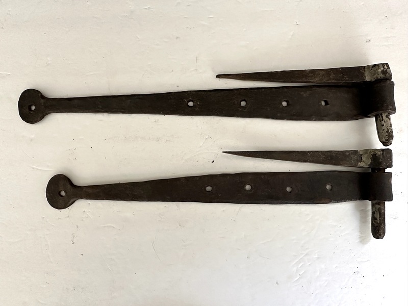 Set of Colonial Blacksmith Made Door Strap Hinges