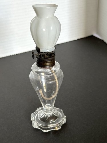 American 19th C Sandwich Whale Oil Lamp complete