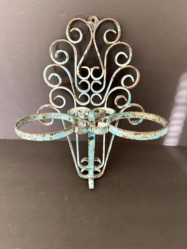 Vintage painted wrought iron potted plant holder