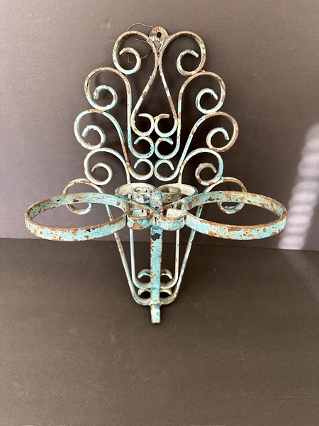 Vintage painted wrought iron potted plant holder