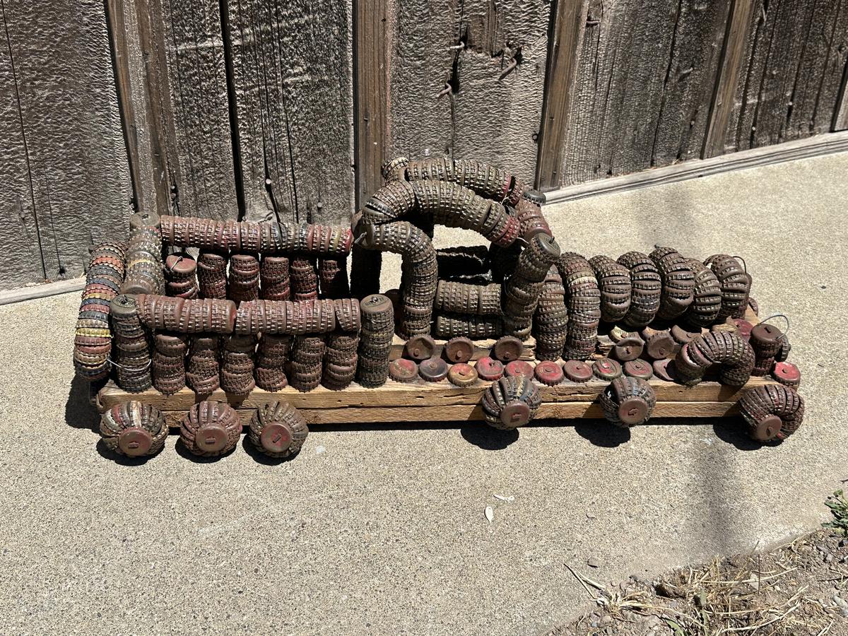 Americana Folk Art Bottle Cap Train and Tender