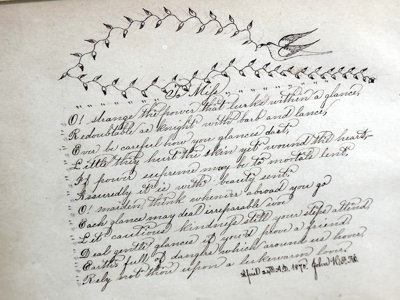 Charming 1870 Poetic Calligraphy Love Thoughts