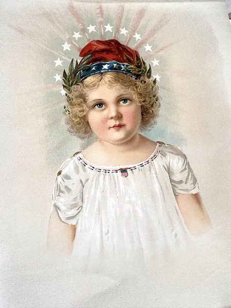 1902 Patriotic Lithograph Lady Liberty as a Child