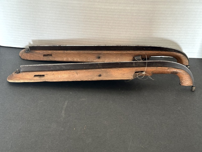 Early Pair of Ice Skates W Finials New Hampshire