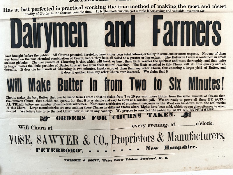 Large1863 NH Broadside Atmospheric Butter Churn