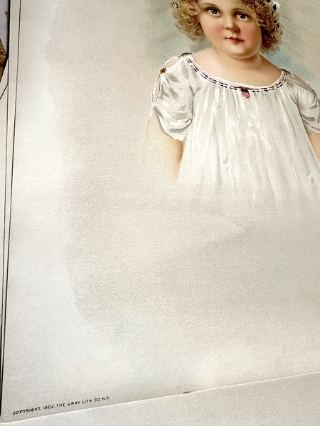 1902 Patriotic Lithograph Lady Liberty as a Child