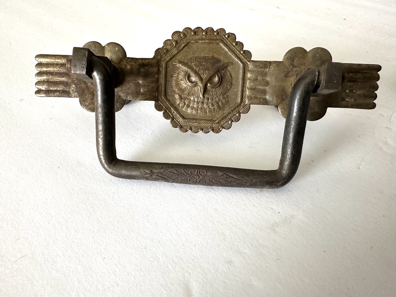 Set of Six 1890s Brass Owl Head Drawer Pulls