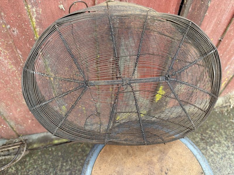 Amazing Antique Wire Work Two Handled Basket