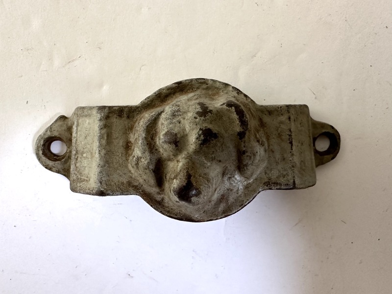 Set of Four 1880s Painted Dog Head Drawer Pulls