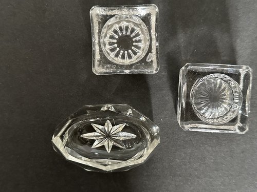 Three Early Pressed Open Glass Table Salts