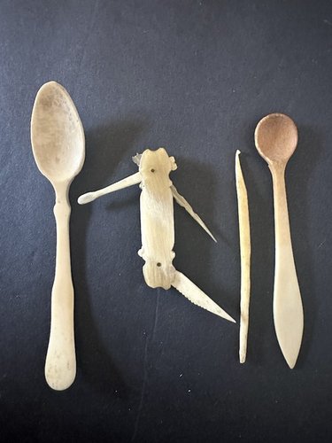 Four 19th C Sailor Work Carved Bone & Horn Tools