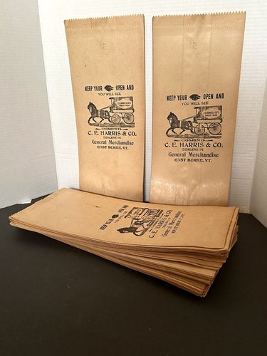SIXTY 1880s Country Store Advertising Waxed Bags!