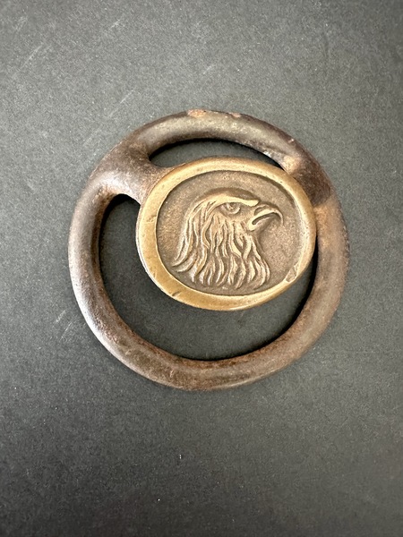Old Brass Cast Iron Hawkeye Horse Bridle Rosette