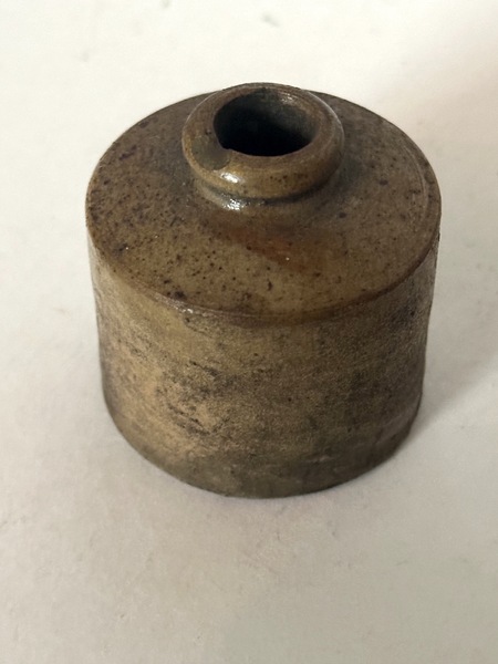 Early Miniature Stoneware Inkwell