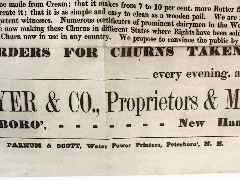 Large1863 NH Broadside Atmospheric Butter Churn