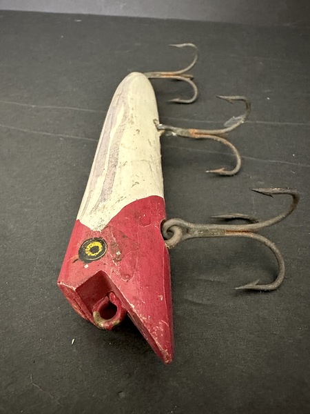 Early Hand Made Painted Wood Large Fishing Lure