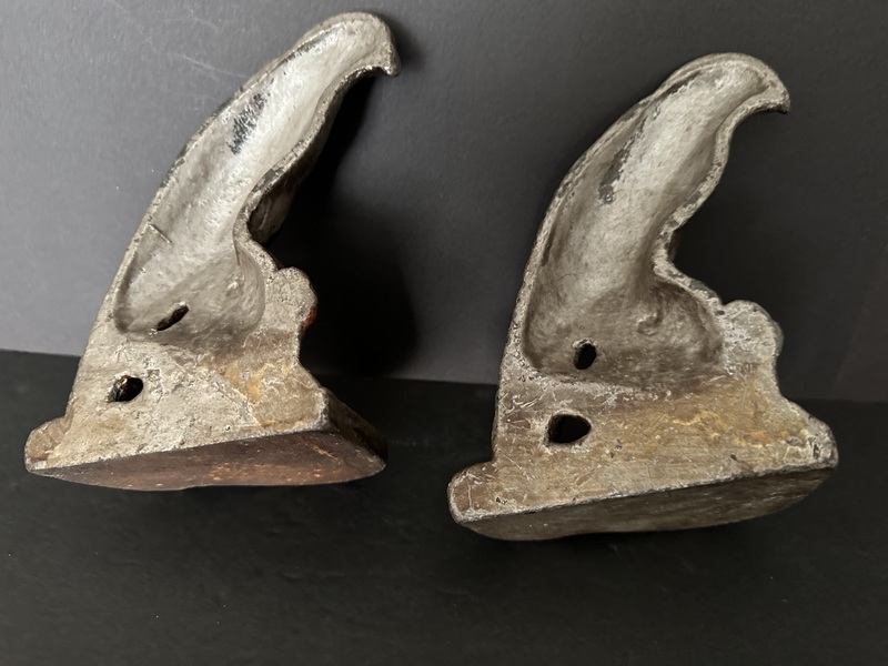 Two Old Cast Iron Painted Hawk Doorstops Bookends