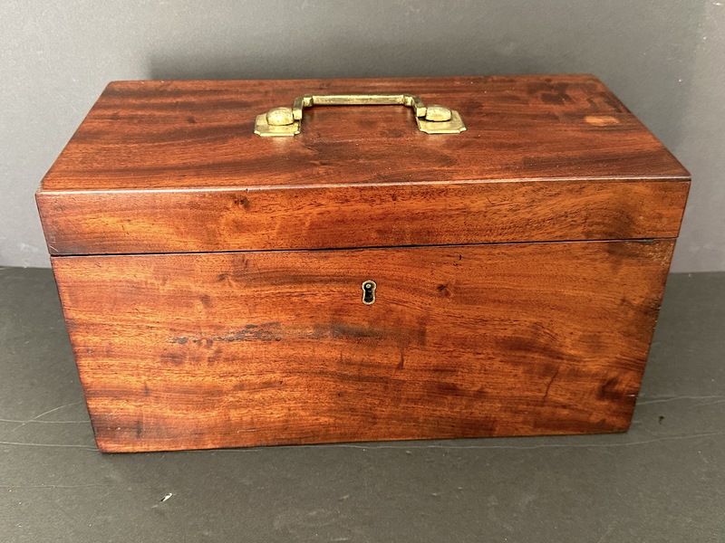 Period Mahogany Tea Caddy Great Glass Elegant