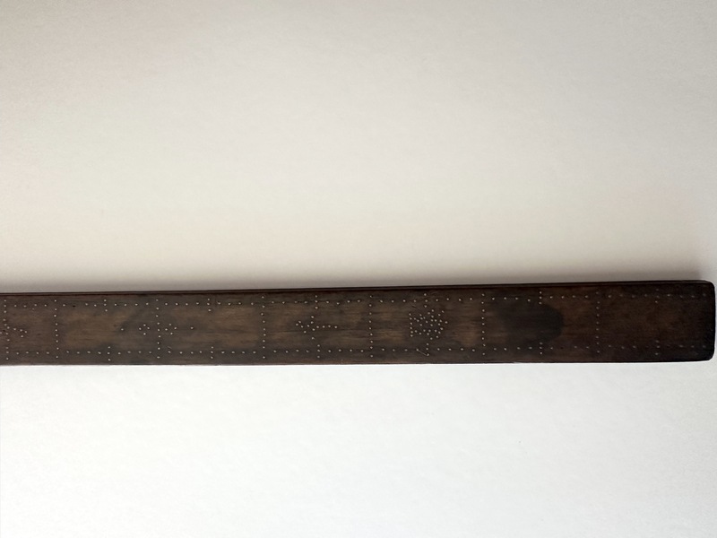 Early Walnut Folkart Tack Studded Rule or Measure