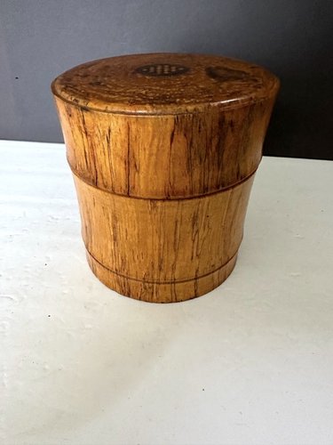 19th C Treen Work Spalted Maple inlaid Lidded Box