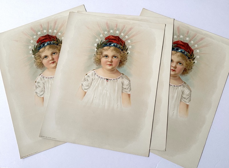 1902 Patriotic Lithograph Lady Liberty as a Child