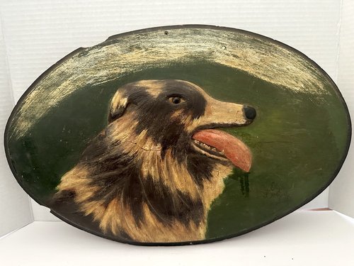 Very Early Folk Art Dog Study Signed Dated 1738
