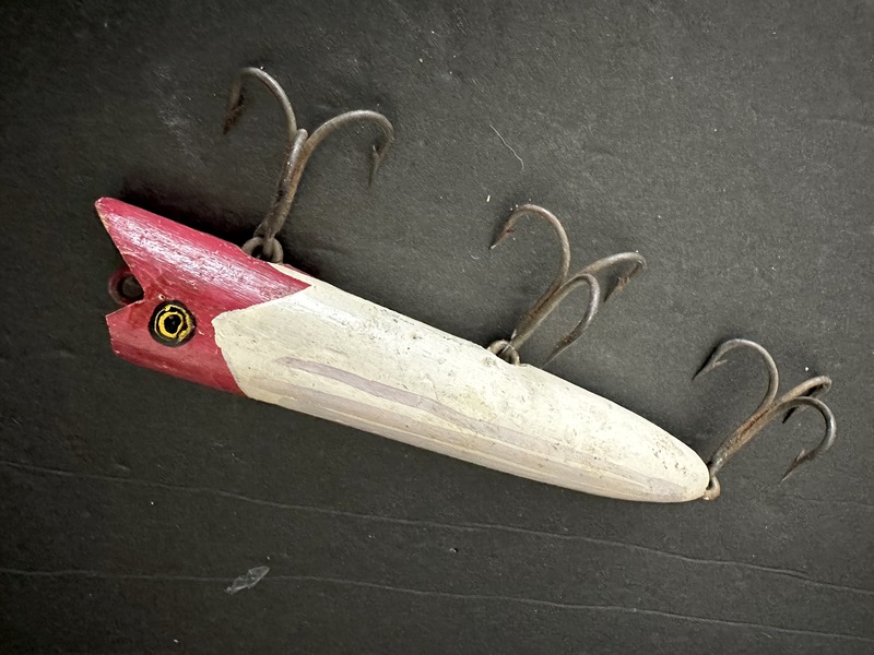 Early Hand Made Painted Wood Large Fishing Lure