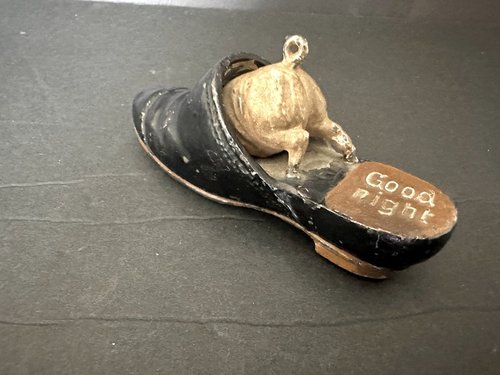 Old Painted Pig in a Clog Shoe Sewing Tool C 1900
