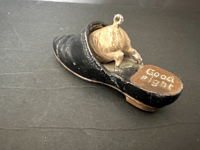 Old Painted Pig in a Clog Shoe Sewing Tool C 1900