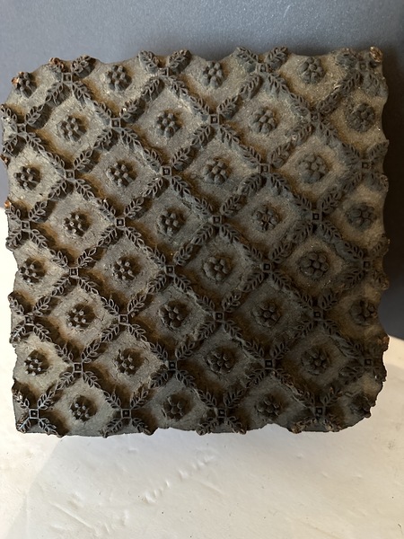 Early American Wallpaper or Textile Printing Block