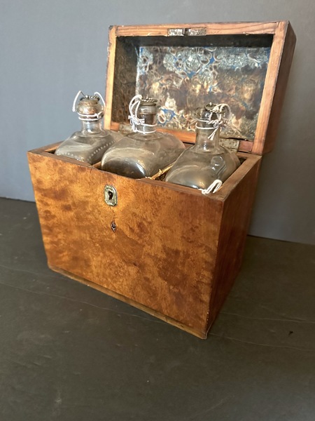Small Marine 18th C Ships Officers Spirits Chest