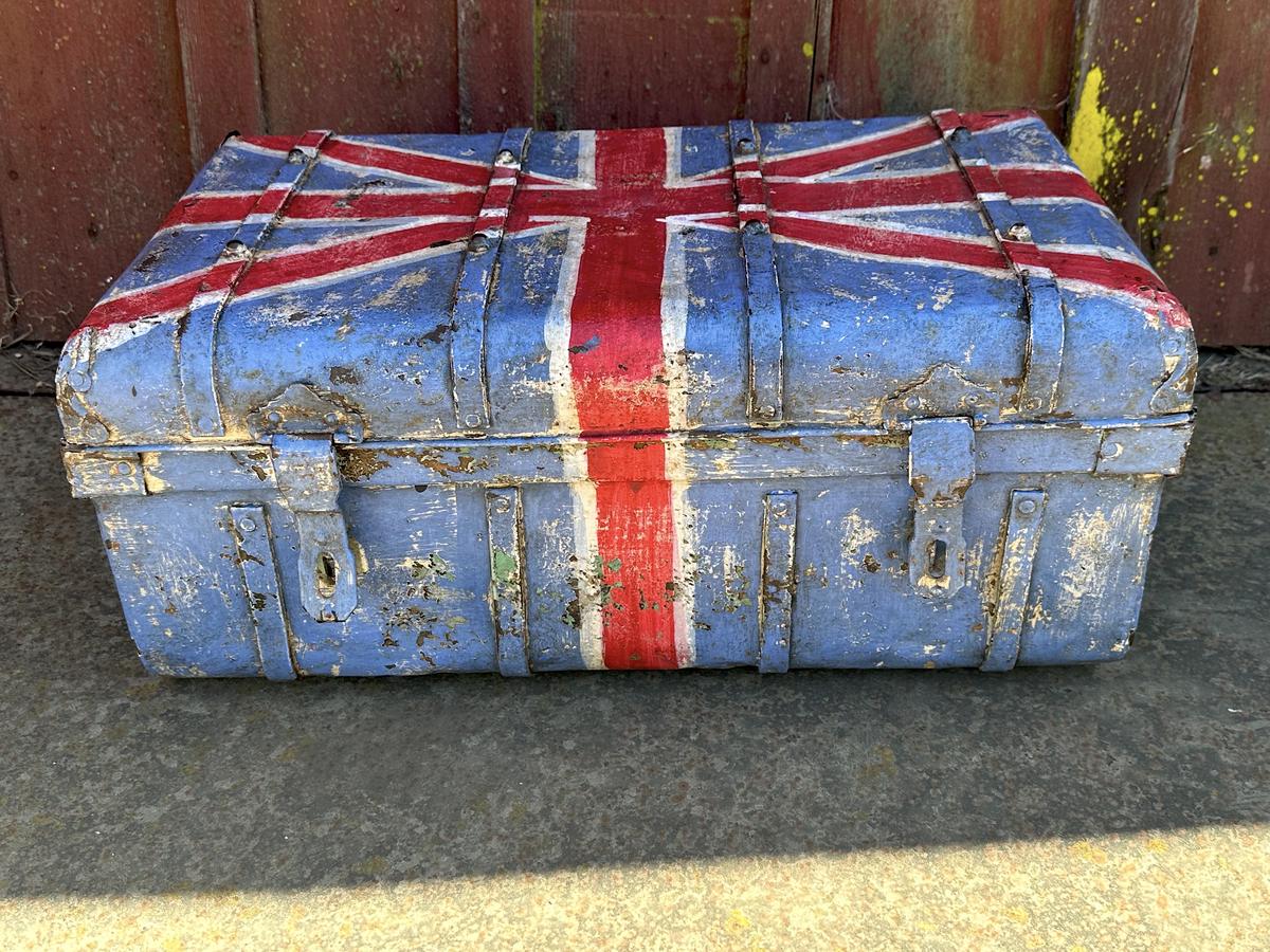 Early Painted Iron Security Chest W Union Jack