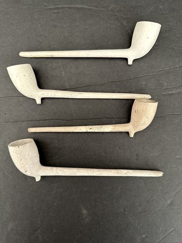Four 1860s 1890s Clay Smoking Pipes Unused