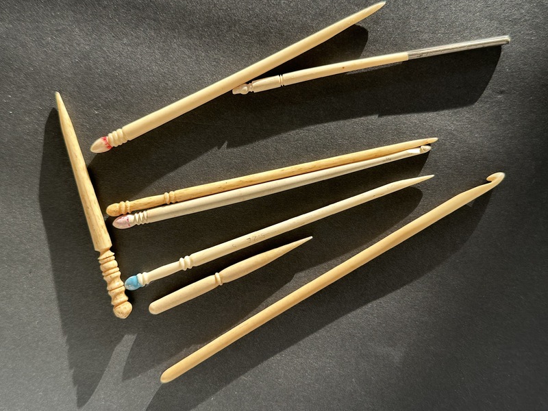 Eight Bone Crochet and Sewing Tools 19th C