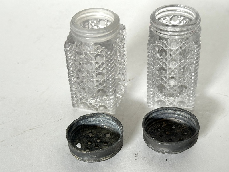 Early Pressed Pattern Glass Pair of Salt & Peppers