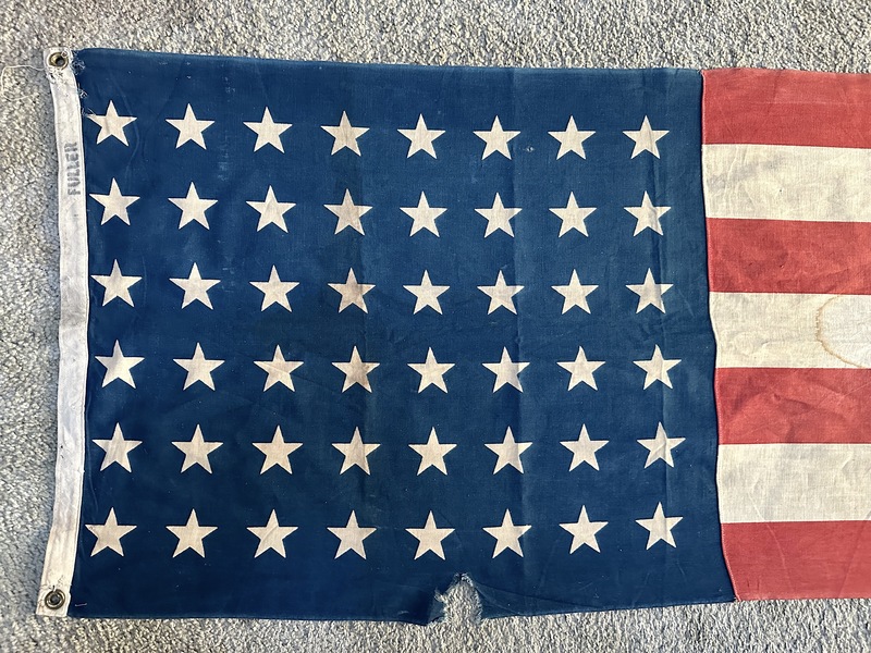 100 Year Old 48 Star US Ships Flag Long and Skinny