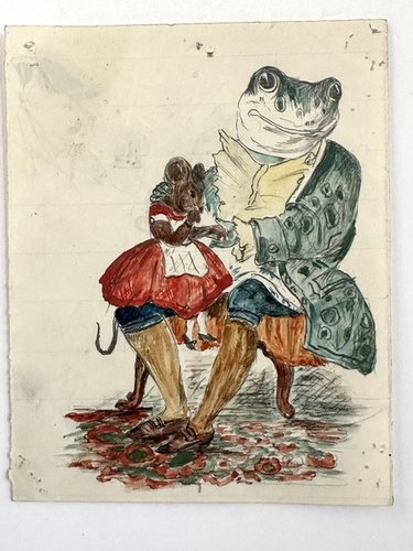1871 Double sided WC Painting Frog and Mouse And